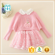 Coton enfants robe modèle à la mode style chinois filles vêtements automne hiver bébé fille robe / chandails